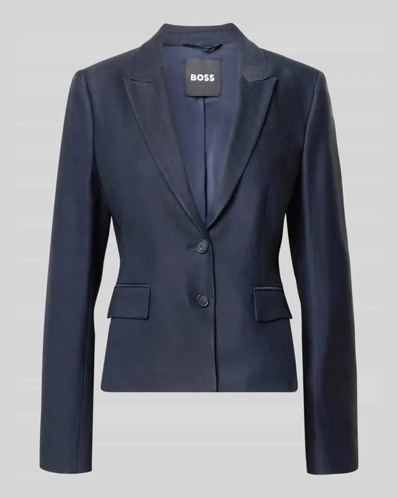 HUGO BOSS Slim Fit Kurzblazer aus Viskose-Lyocell-Mix Modell 'Jia18 Marine