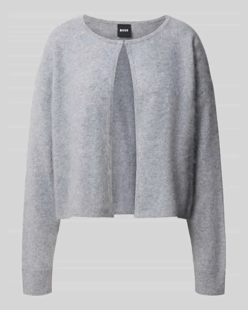 HUGO BOSS Strickjacke aus Wolle Kaschmir ohne Verschluss Hellgrau