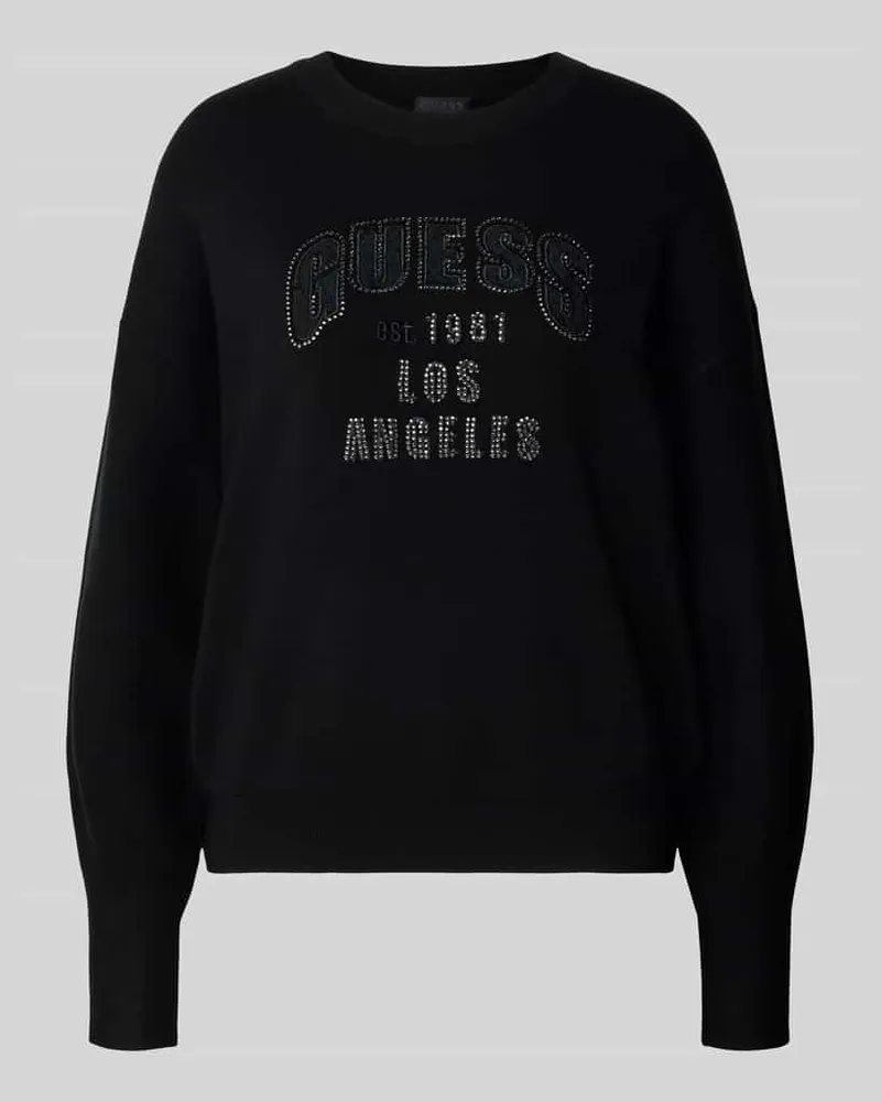 Guess Strickpullover mit Ziersteinbesatz Modell 'LEIGHTON Black