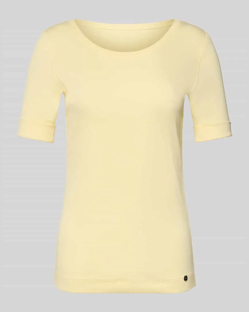 Marc Cain T-Shirt mit Rundhalsausschnitt und Ärmeln mit Aufschlag Hellgelb