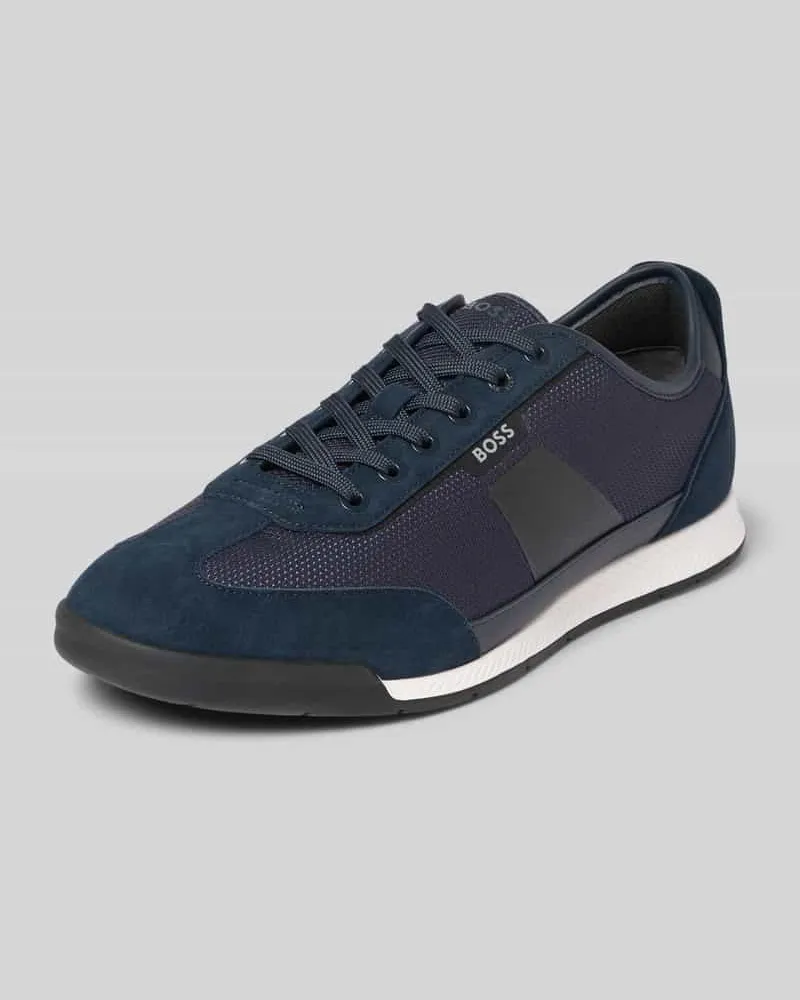 HUGO BOSS Low Top Sneaker mit Leder-Besatz Modell 'Nitan Marine
