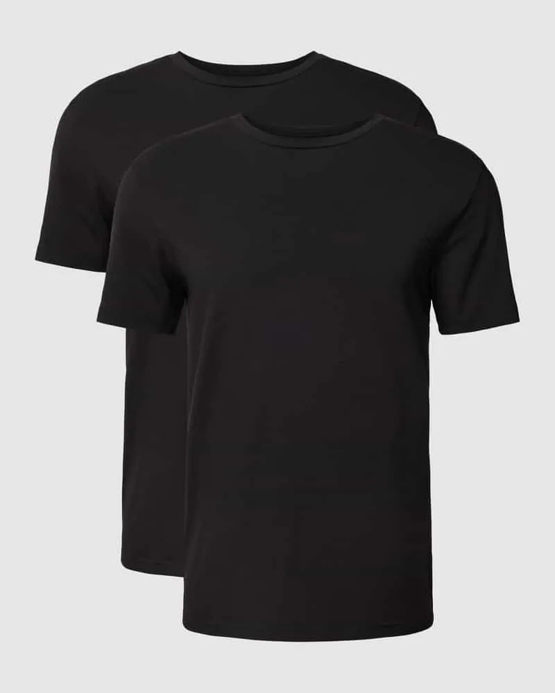 Tommy Hilfiger T-Shirt mit geripptem Rundhalsausschnitt im 2er-Pack Black