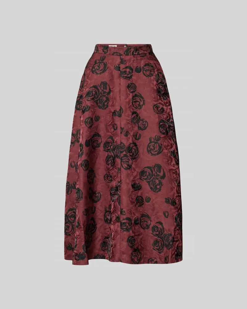 Baum und Pferdgarten Maxirock mit Knopf- und Reißverschluss Bordeaux