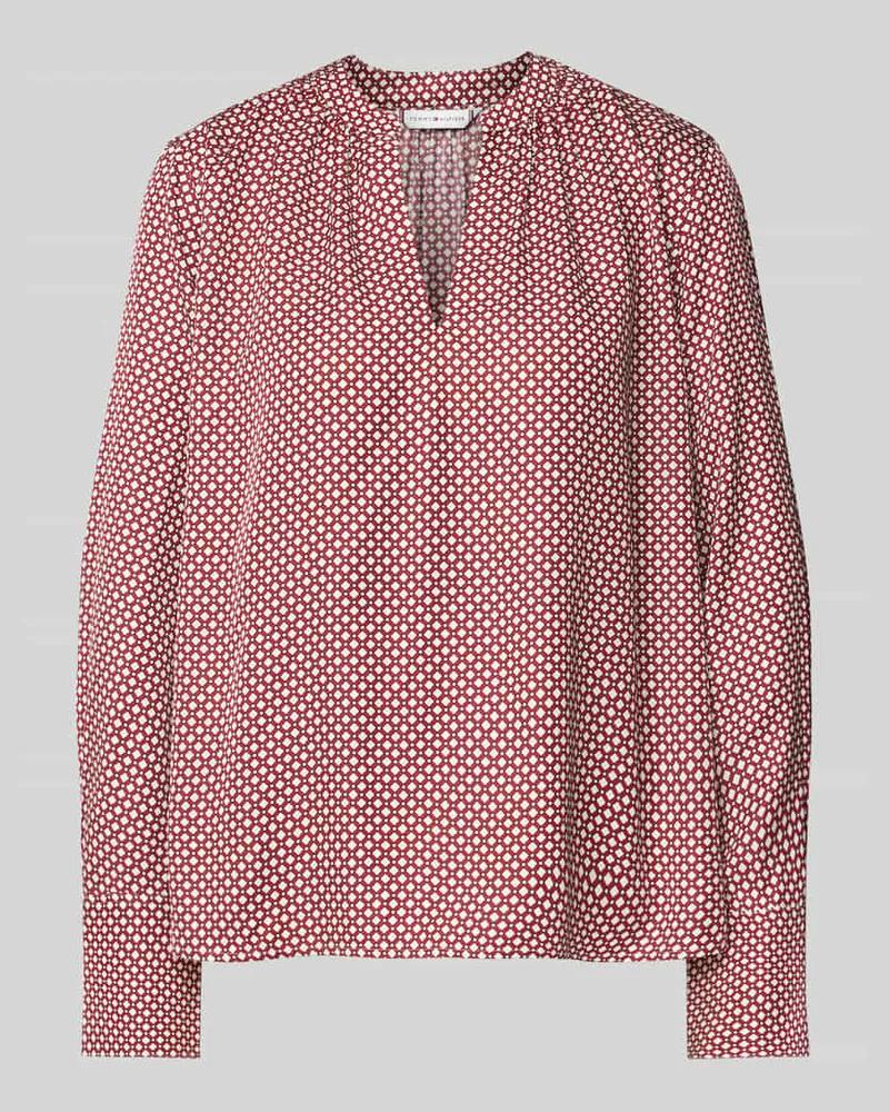 Tommy Hilfiger Regular Fit Bluse mit V-Ausschnitt Rot