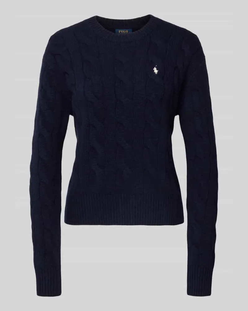 Ralph Lauren Strickpullover aus Baumwoll-Kaschmir-Mix mit Zopfmuster Marine