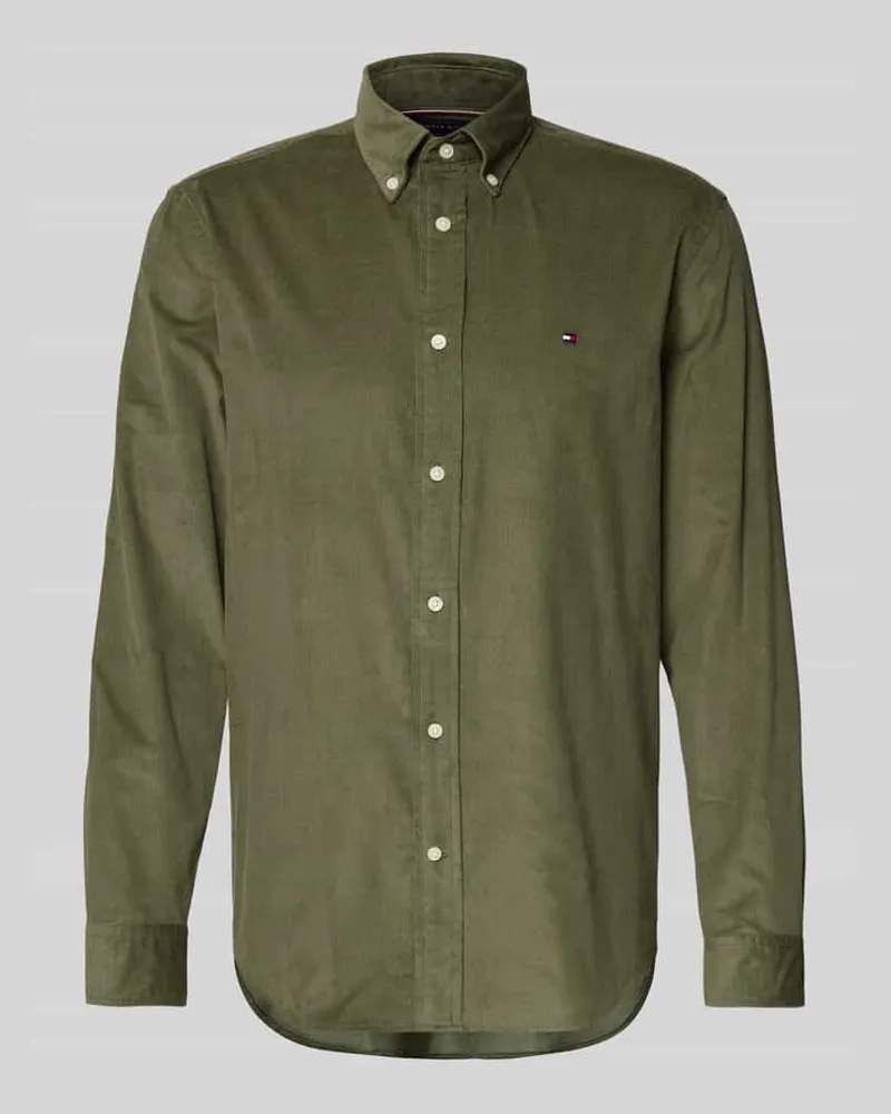Tommy Hilfiger Regular Fit Cord-Hemd aus reiner Baumwolle Oliv