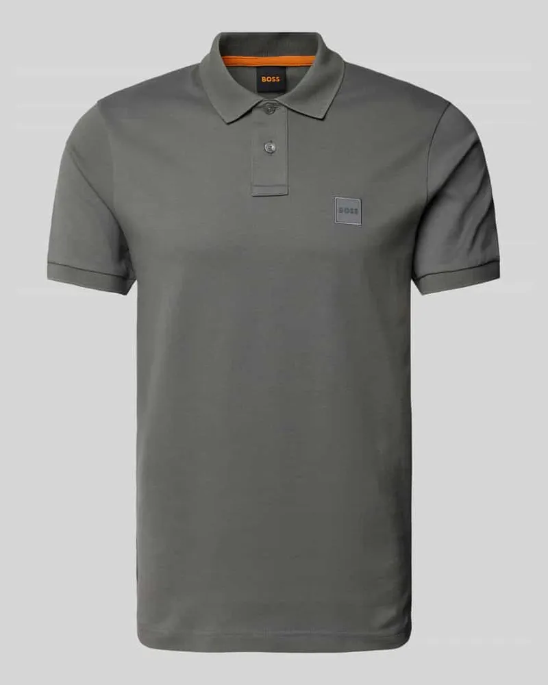 HUGO BOSS Poloshirt mit kurzer Knopfleiste Dunkelgrau