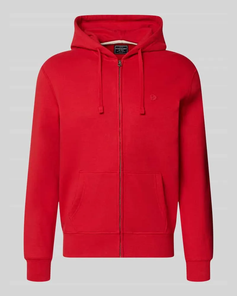 Superdry. Regular Fit Sweatjacke aus Baumwoll-Mix mit Label-Detail Rot