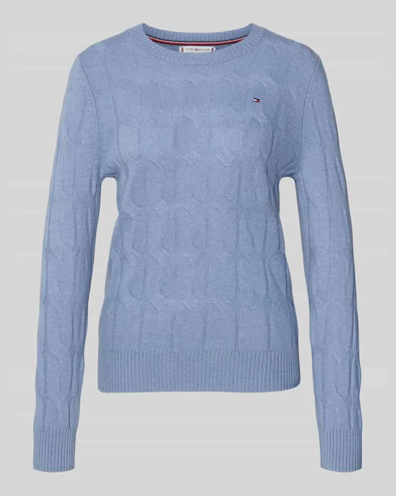 Tommy Hilfiger Regular Fit Strickpullover aus reiner Wolle Hellblau