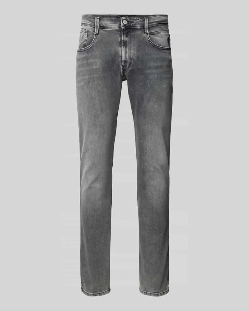 Replay Slim Fit Jeans im Used-Look Modell 'ANBASS Silber