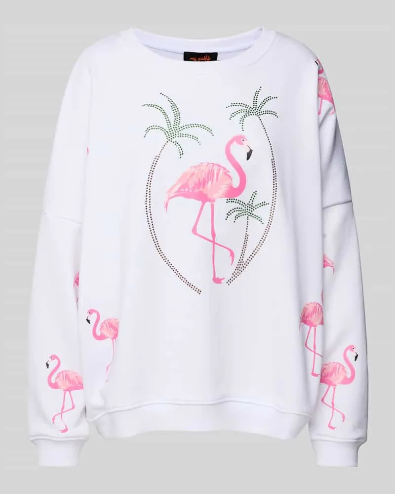 Miss Goodlife Oversized Sweatshirt mit gerippten Abschlüssen Weiss