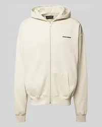 PEGADOR Oversized Sweatjacke mit Label-Print Offwhite