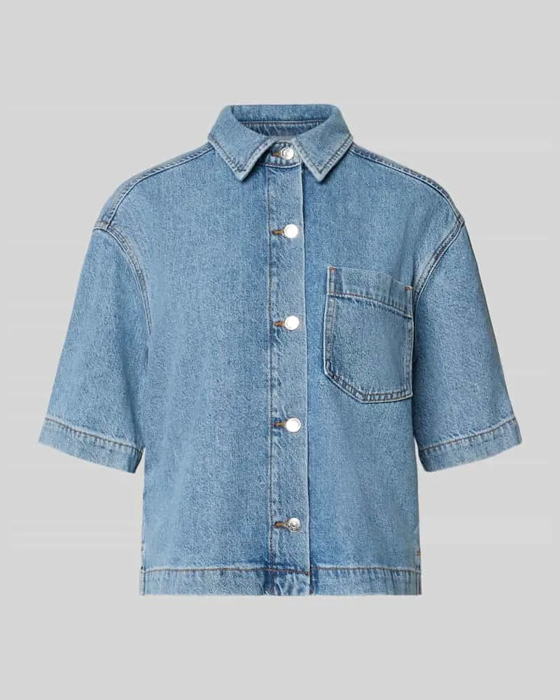 Marc O'Polo Regular Fit Jeansbluse aus Lyocell-Mix mit Leinen und Baumwoll-Anteil Ocean