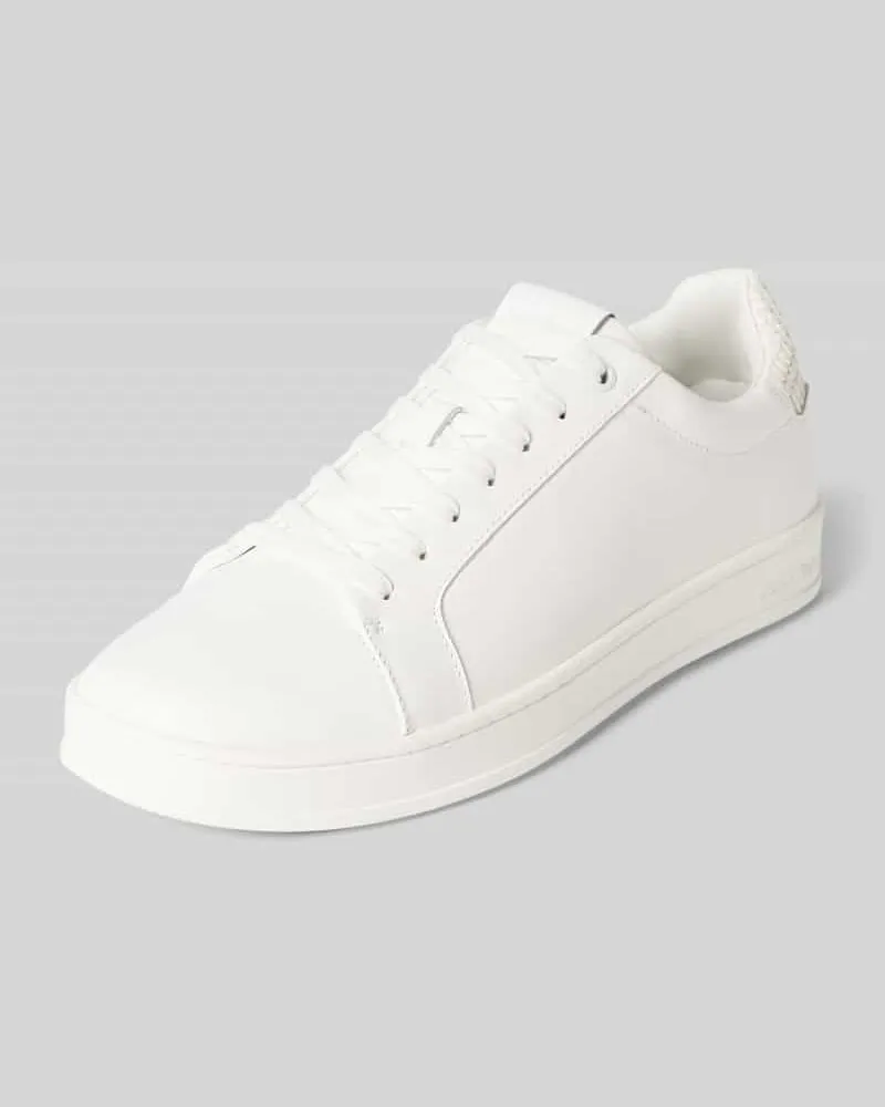 Calvin Klein Ledersneaker mit Label-Badge Weiss