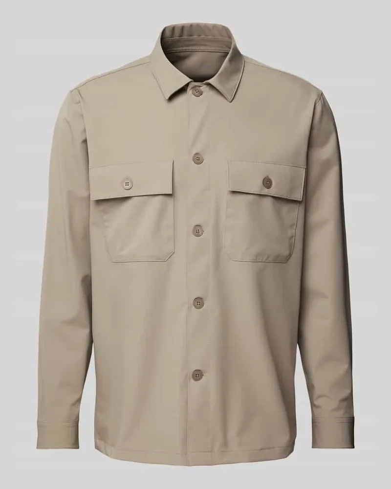Roy Robson Regular Fit Hemdjacke mit Brustpattentaschen Beige