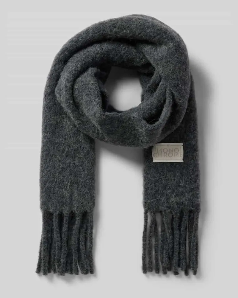 MARELLA Wollschal mit Label-Patch Modell 'MERLE Anthrazit