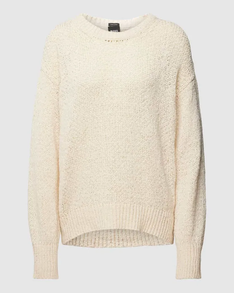 HUGO BOSS Strickpullover mit überschnittenen Schultern Modell 'Felodiena Offwhite