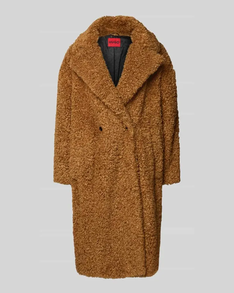 HUGO BOSS Oversized Webpelzmantel mit Reverskragen Modell 'MALITE_1 Cognac