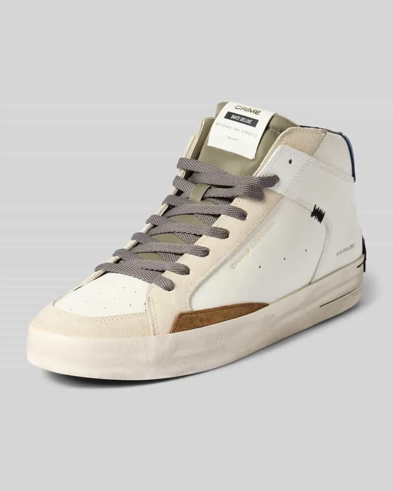 Crime High Top Sneaker mit Label-Print Modell 'SK8 DELUXE Weiss