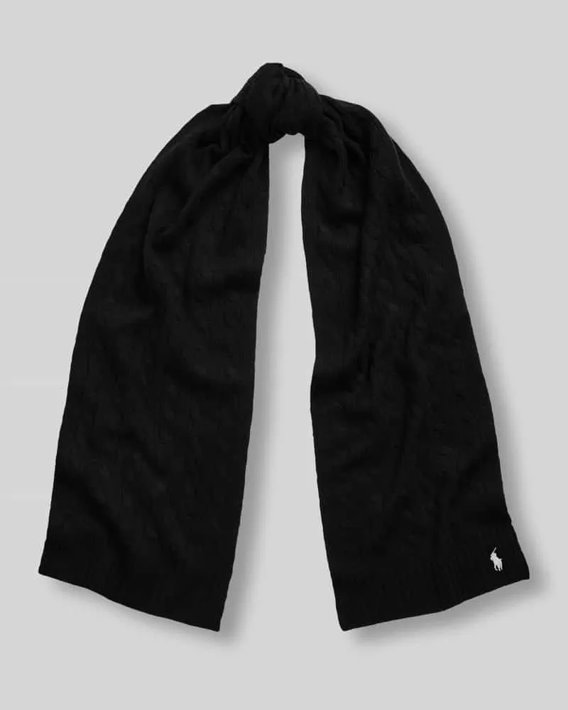 Ralph Lauren Schal aus Schurwoll-Kaschmir-Mix mit Logo-Stitching Black