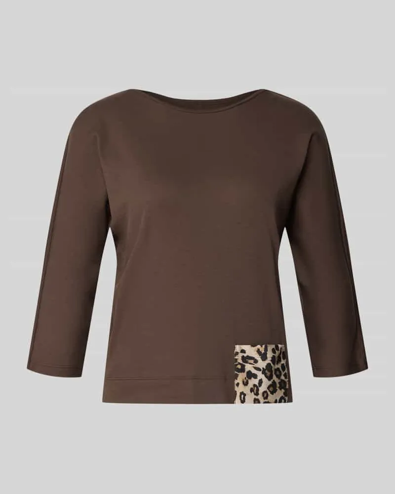 Marc Cain 3/4-Shirt mit Kontrasttasche Mittelbraun