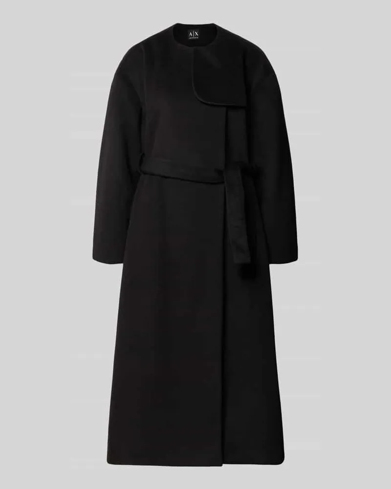 Armani Exchange Mantel mit Rundhalsausschnitt und Bindegürtel Black