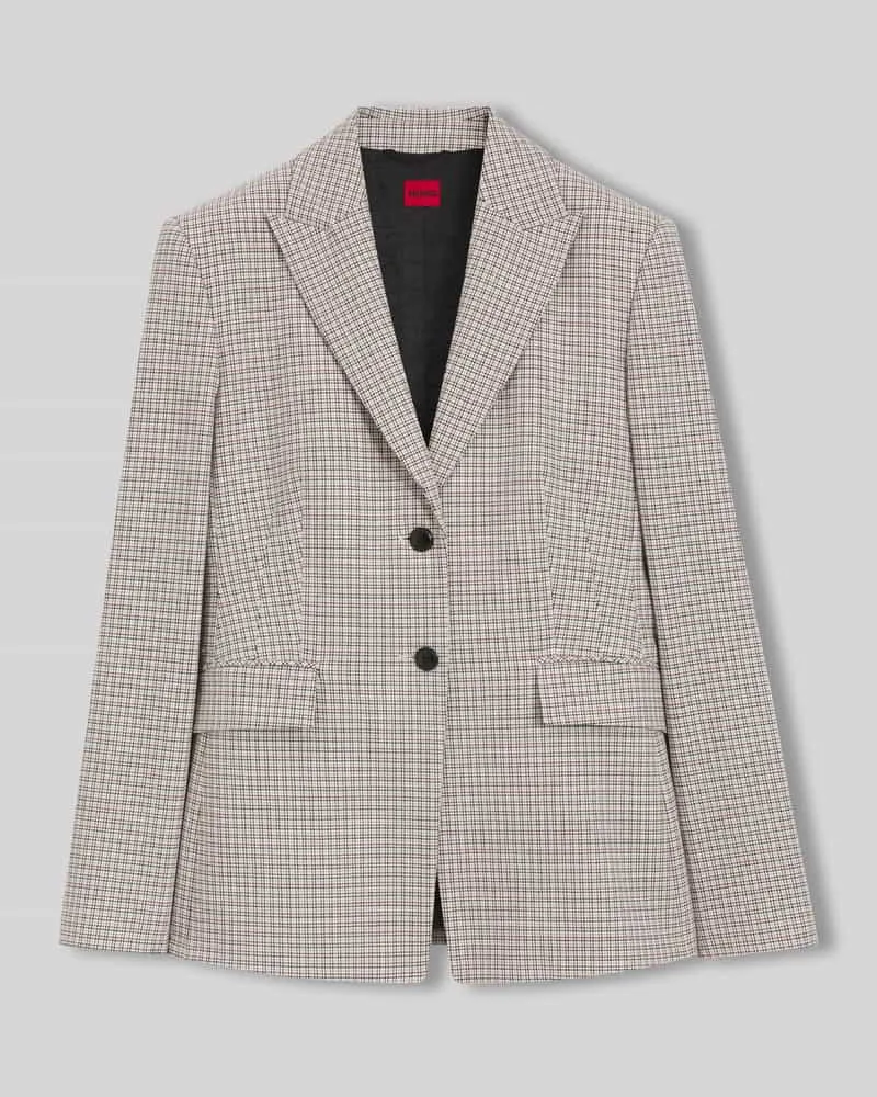 HUGO BOSS Regular Fit Longblazer aus Baumwoll-Mix mit Pattentaschen Taupe