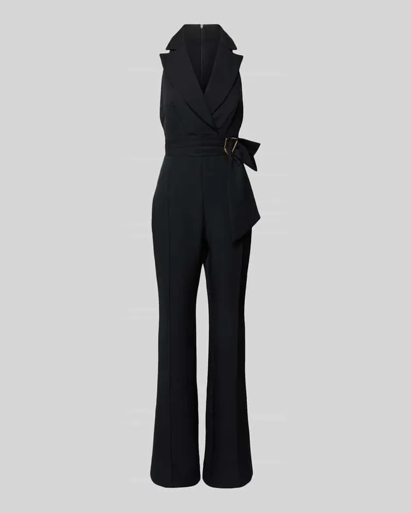 Rinascimento Regular Fit Jumpsuit mit Reverskragen Black