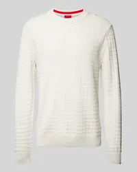 HUGO BOSS Strickpullover mit Strukturmuster Modell 'Scoult Offwhite