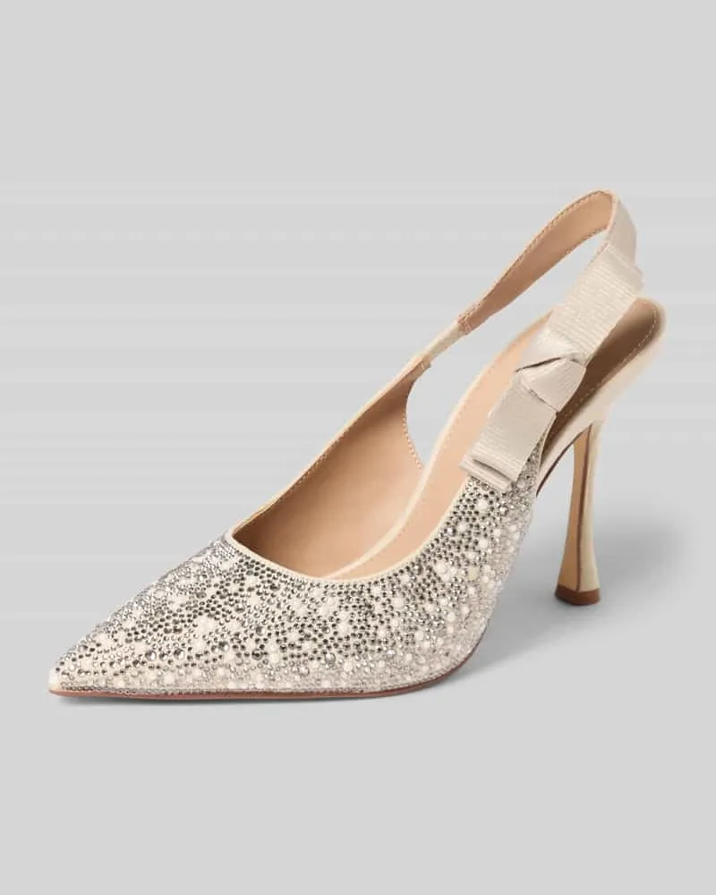 Steve Madden Slingback-Pumps mit Strasssteinbesatz Modell 'Brylie Ecru