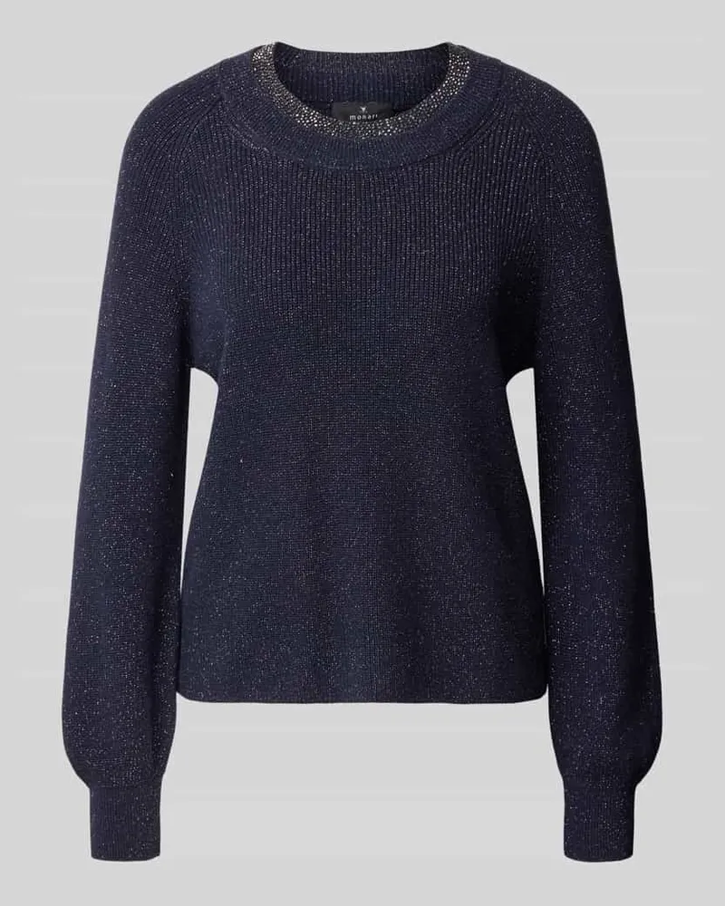 monari Pullover mit Schmuckkragen Dunkelblau