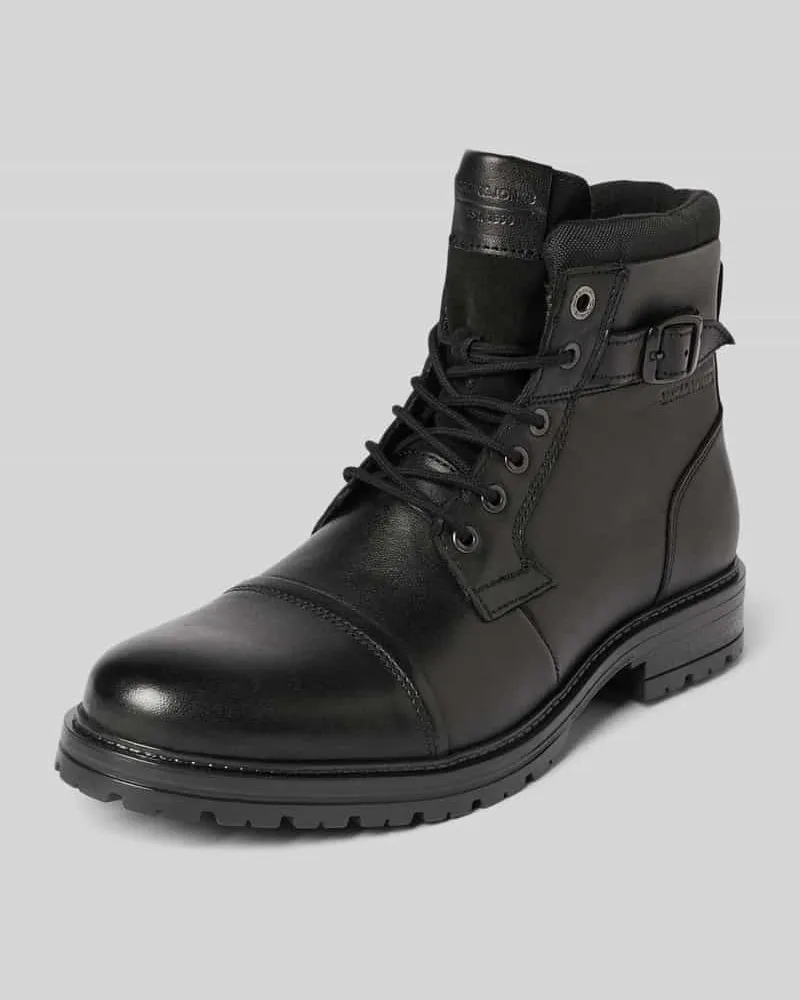 Jack & Jones Schnürstiefel mit Label-Detail Modell 'DEXTER Black