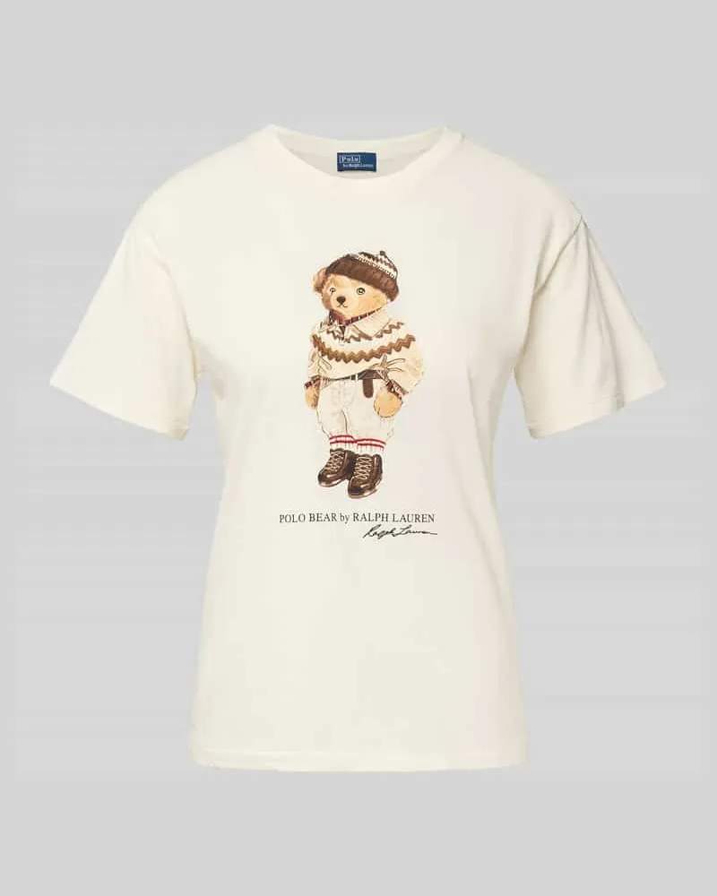 Ralph Lauren T-Shirt mit Motiv-Print und Rundhalsausschnitt Offwhite