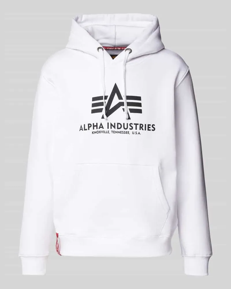 Alpha Industries Hoodie mit Label-Print Weiss