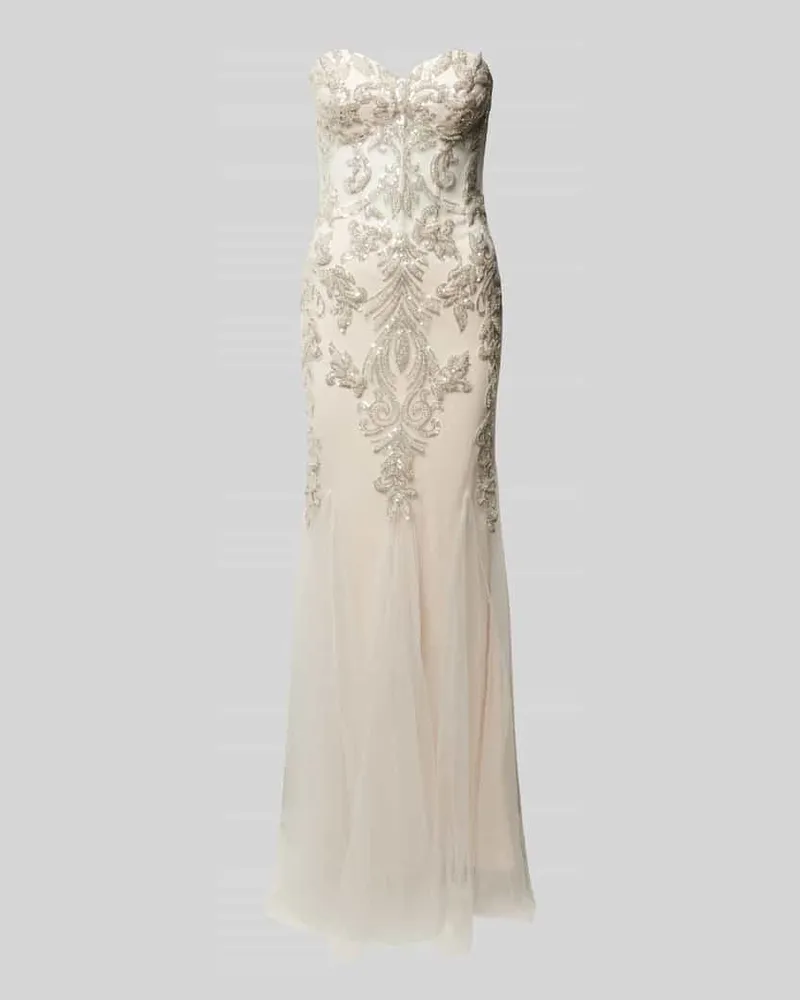 Mascara Abendkleid mit Paillettenbesatz Offwhite