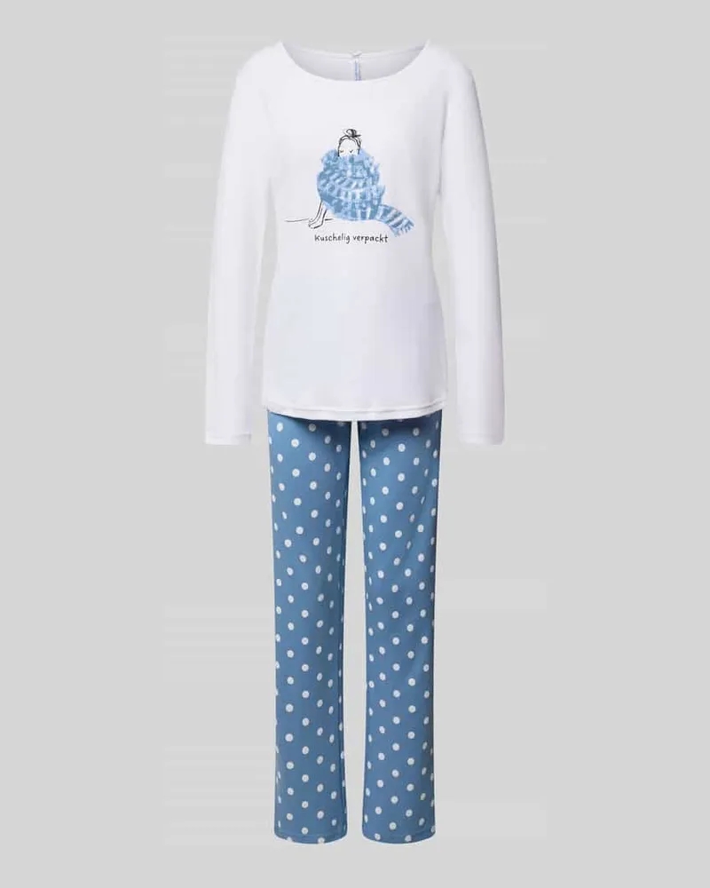 Louis & Louisa Pyjama mit Label-Print Blau