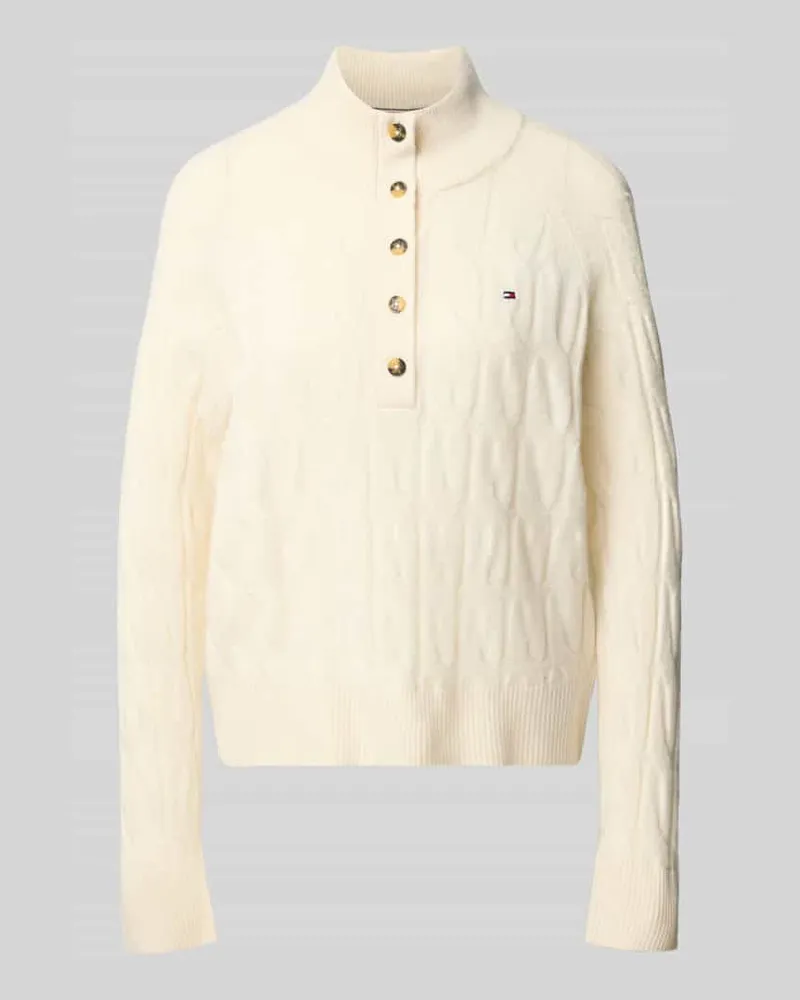 Tommy Hilfiger Regular Fit Pullover aus reiner Wolle Offwhite