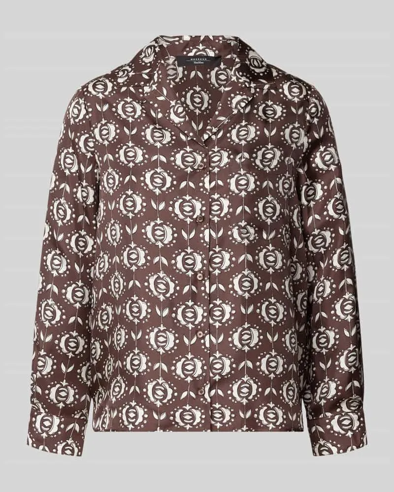Max Mara Regular Fit Seidenbluse mit Reverskragen Modell 'ONCIA Dunkelbraun