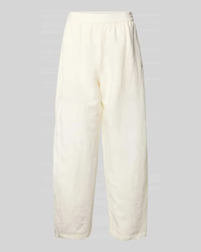 HUGO BOSS Regular Fit Barrel Leg Hose aus Leinen-Mix Modell 'TALINEN Offwhite