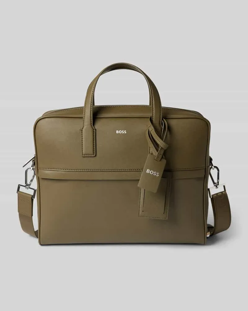 HUGO BOSS Laptoptasche aus echtem Leder Modell 'ZAIR Oliv