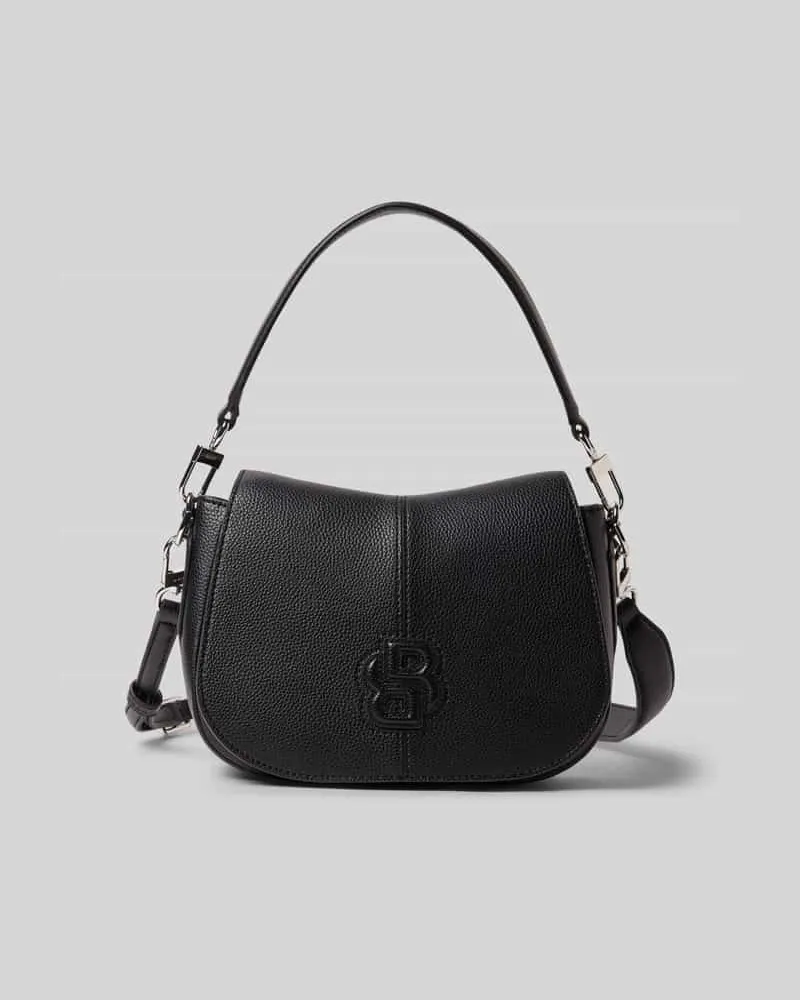 HUGO BOSS Henkeltasche mit Logo-Applikation Modell 'ANETT NEW SADDLE Black