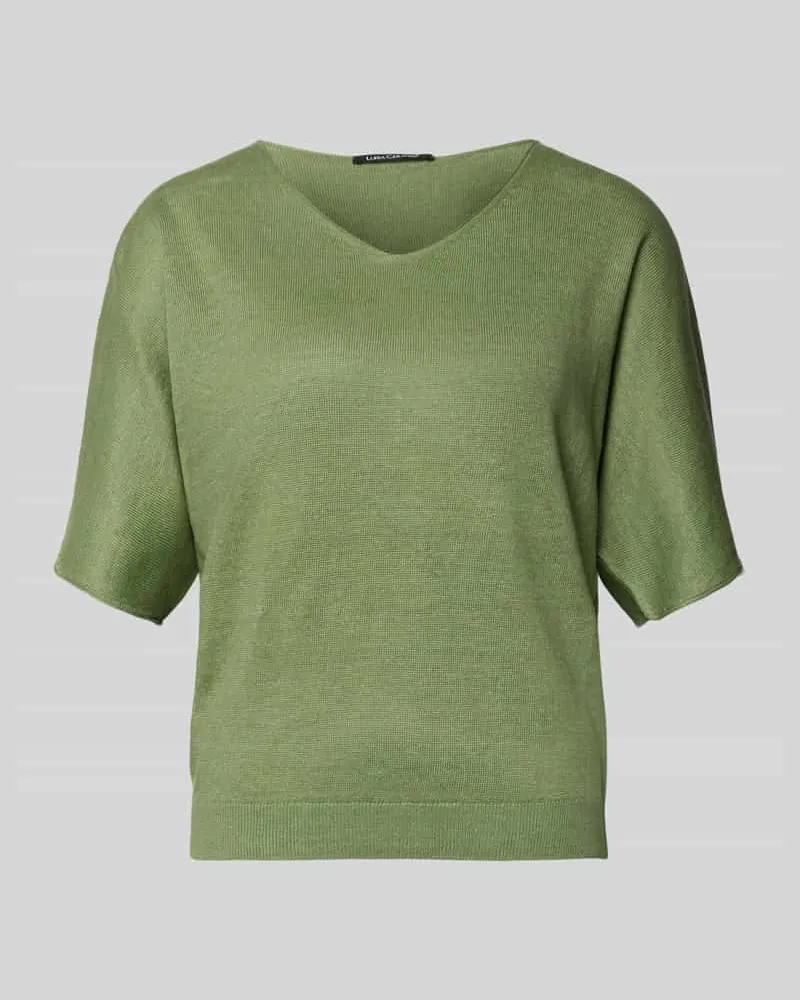 Luisa Cerano Relaxed Fit Strickshirt aus reinen Leinen in Strick-Optik Gruen