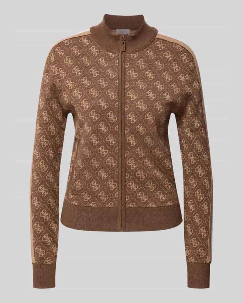 Guess Strickjacke mit Logo-Muster Modell 'ANEIRA 4G Schoko