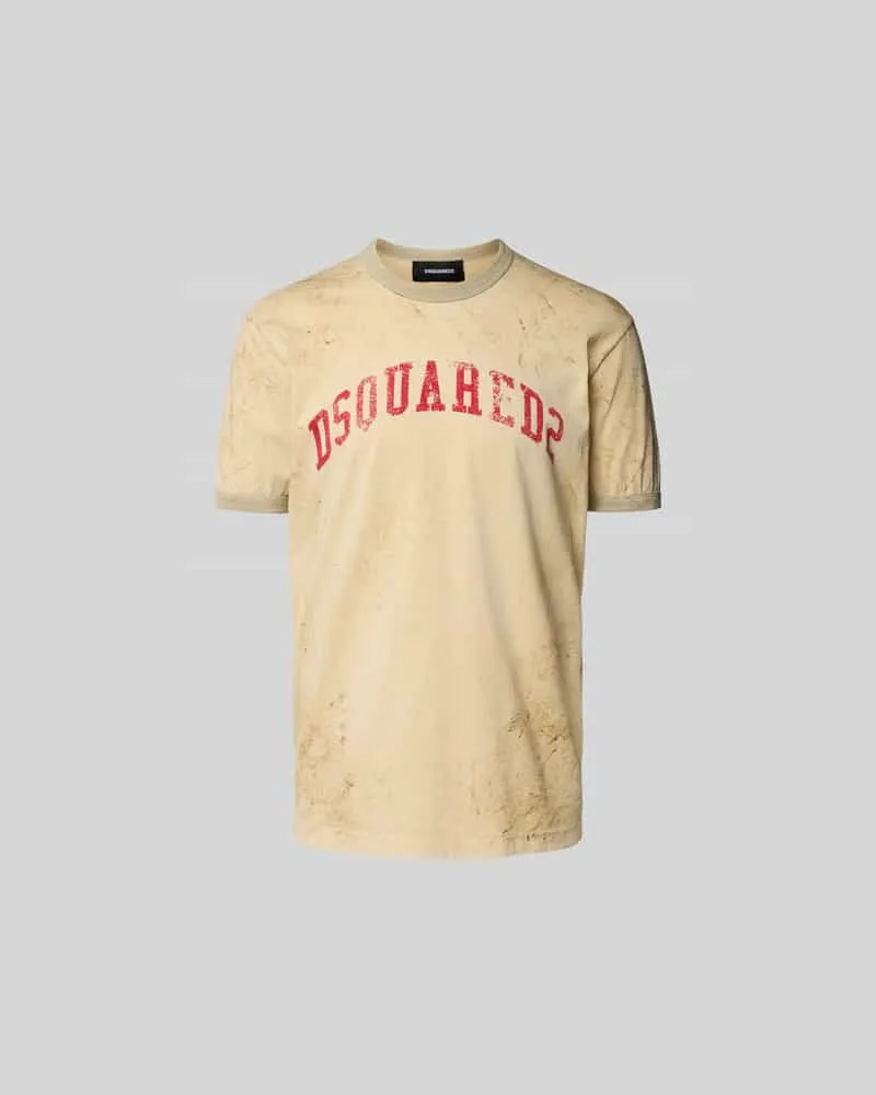 Dsquared2 T-Shirt mit gerippten Abschlüssen Beige