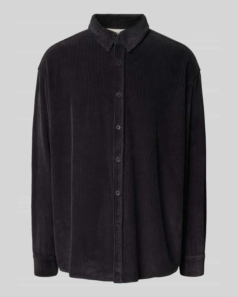 American Vintage Relaxed Fit Freizeithemd aus Cord Modell 'PADOW Dunkelgrau
