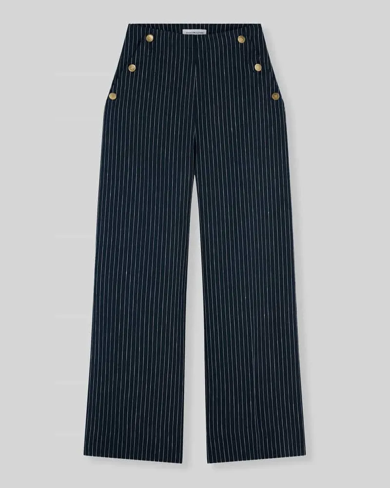 Tommy Hilfiger Wide Leg Hose aus Leinen-Mix Marine
