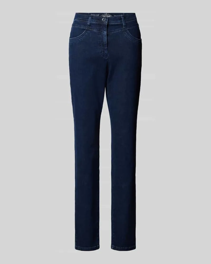 Brax Straight Leg Jeans mit Ziernähten Modell 'Laura Dunkelblau