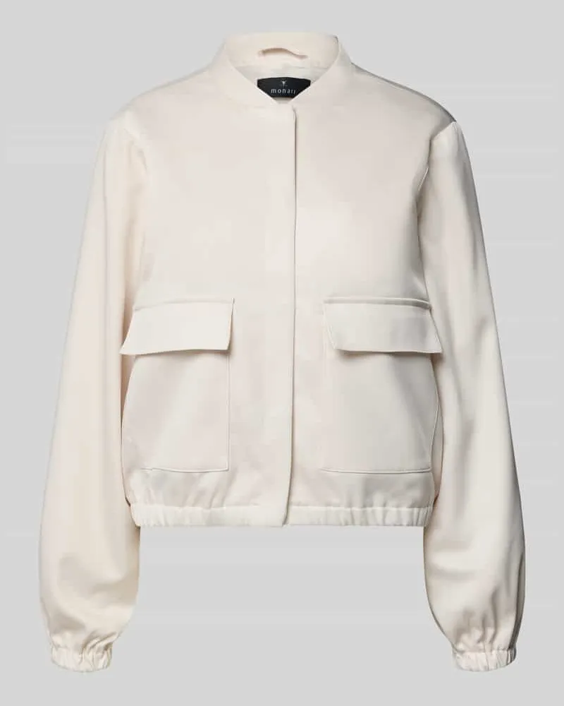 monari Bomberjacke aus Satin mit Pattentaschen Ecru