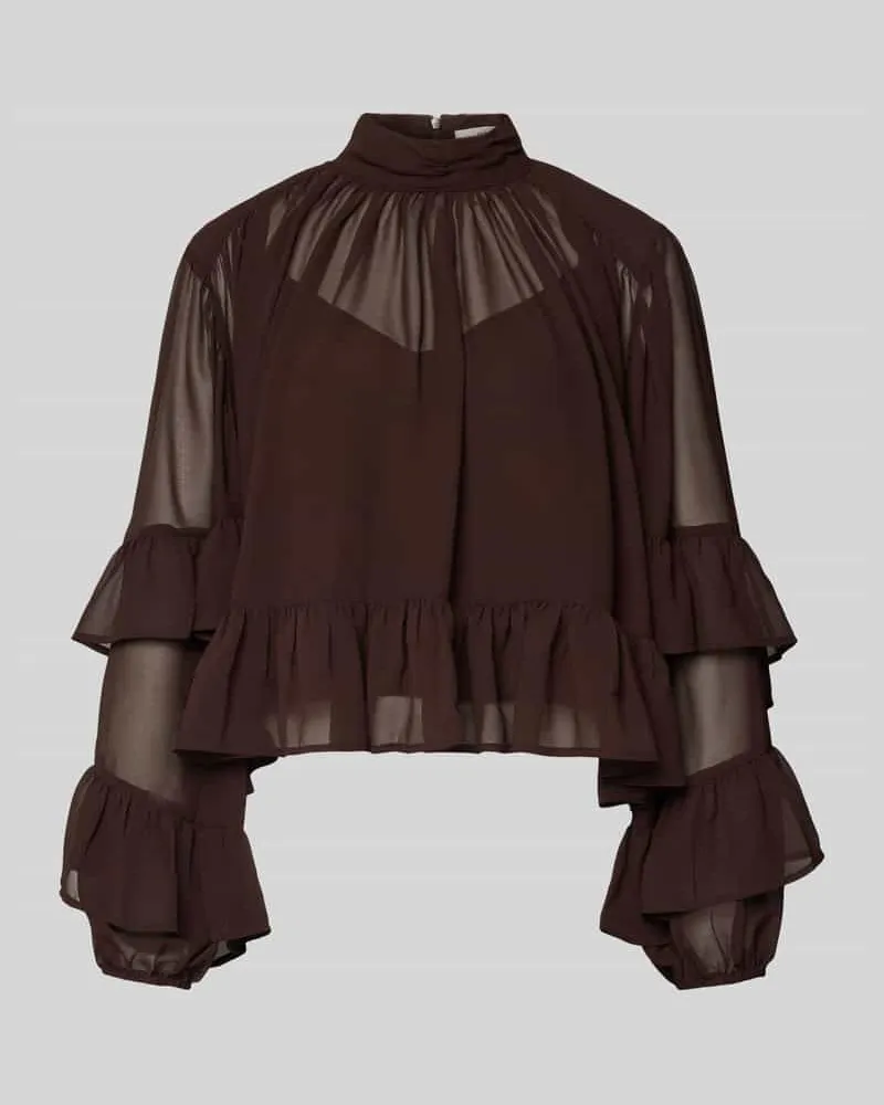Gestuz Blusenshirt mit Volants Modell 'mio Dunkelbraun