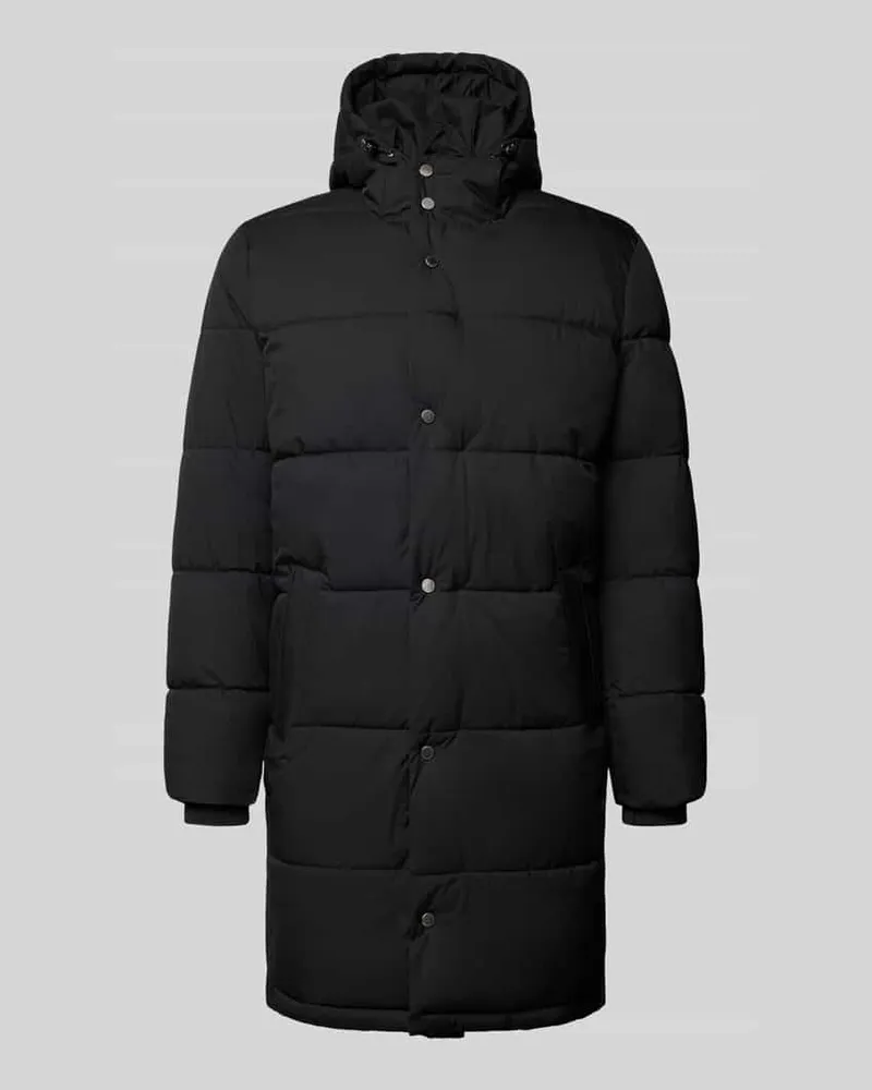 Christian Berg Steppmantel mit Kapuze und Eingrifftaschen Black